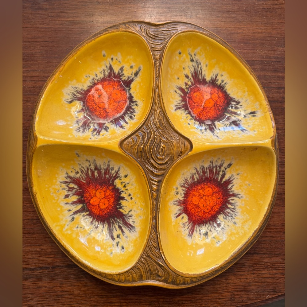 Vintage Rare California Pottery MCM Divided Ceramic Dish